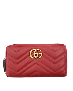 Gucci Marmont Zip Around Wallet, Leather, Red, B, DB, 525040, 3*